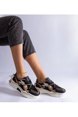 Juodi Sneakers Stiliaus papuošti cyrkoniowym sznurkiem Valdeza