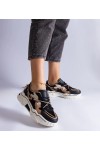 Juodi Sneakers Stiliaus papuošti cyrkoniowym sznurkiem Valdeza