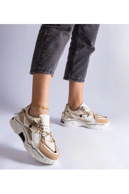 Smėlio Spalvos Sneakers Stiliaus papuošti cyrkoniowym sznurkiem Valdeza