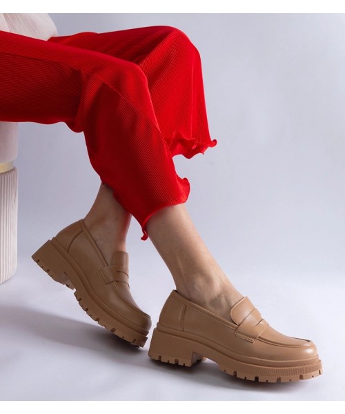 Tamsiai smėlio spalvos eko odos mokasinai iš "Fiorenza