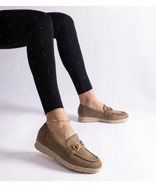 Žali moteriški mokasinai iš ekologiškos zomšos Sandoval