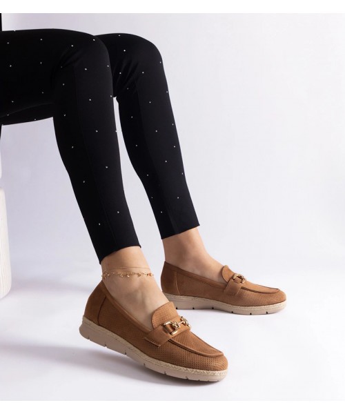 Moteriški karameliniai mokasinai iš ekologiškos zomšos Sandoval