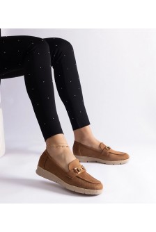 Karamelinės spalvos Mokasinų stiliaus Moteriški Su eko zomšu Sandoval
