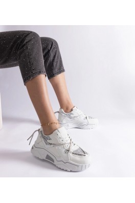 Balti Sneakers Stiliaus Moteriški Su Blizgučiais Agar