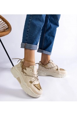 Smėlio Spalvos Sneakers Stiliaus Moteriški Su Blizgučiais Agar
