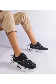 Juodi Sneakers Stiliaus Moteriški Su Blizgučiais Agar