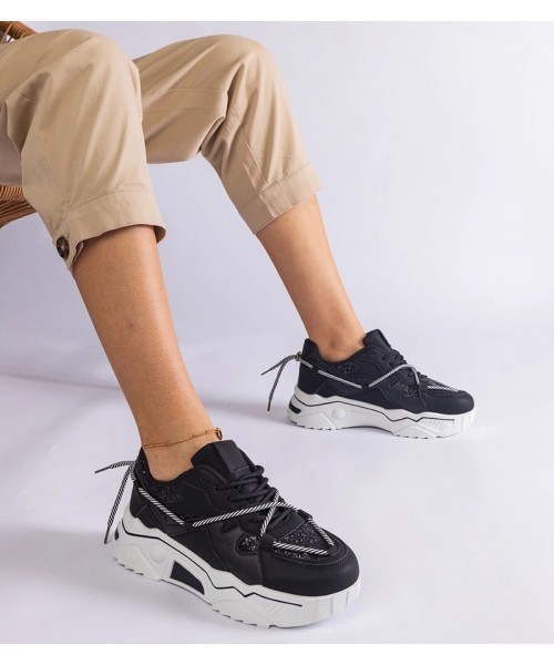 Juodi Sneakers Stiliaus Moteriški Su Blizgučiais Agar