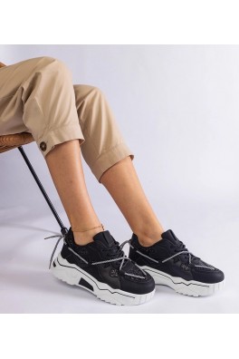 Juodi Sneakers Stiliaus Moteriški Su Blizgučiais Agar