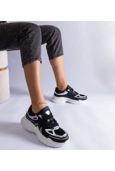 Juodi Sneakers Stiliaus Moteriški Su Sidabrinės Spalvos Intarpais Gaytan