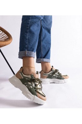 Zielono-Smėlio Spalvos Sneakers Stiliaus Moteriški Alva