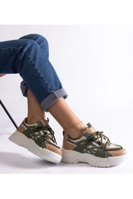 Zielono-Smėlio Spalvos Sneakers Stiliaus Moteriški Alva