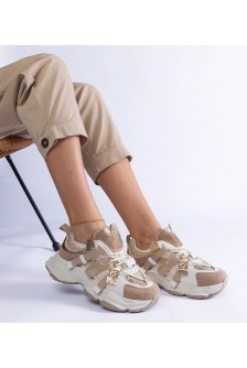 Smėlio Spalvos Sneakers Stiliaus Su Auksinės Spalvos Intarpais Candra