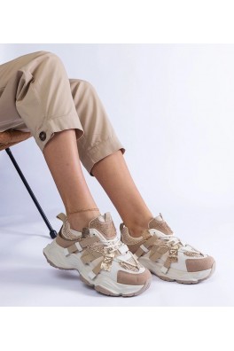 Smėlio Spalvos Sneakers Stiliaus Su Auksinės Spalvos Intarpais Candra