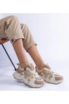 Smėlio Spalvos Sneakers Stiliaus Su Auksinės Spalvos Intarpais Candra