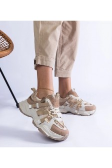 Smėlio Spalvos Sneakers Stiliaus Su Auksinės Spalvos Intarpais Candra