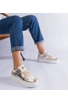Auksinės Spalvos Sneakers Stiliaus Su Sidabrinės Spalvos Intarpais Kimberly