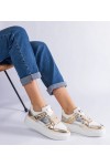 Auksinės Spalvos Sneakers Stiliaus Su Sidabrinės Spalvos Intarpais Kimberly