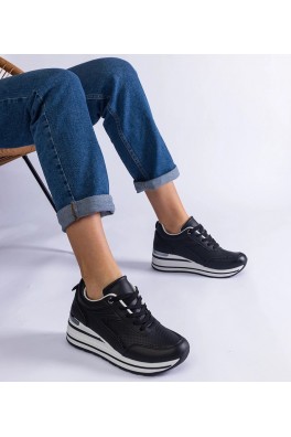 Juodi Sneakers Stiliaus papuošti Blizgučiais i metaliczną Intarpais Ursula
