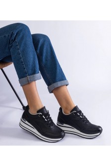 Juodi Sneakers Stiliaus papuošti Blizgučiais i metaliczną Intarpais Ursula