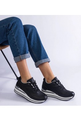 Juodi Sneakers Stiliaus papuošti Blizgučiais i metaliczną Intarpais Ursula