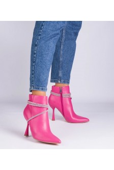 Rausvi bateliai su kulnu, puošti cirkonais Fantagaro