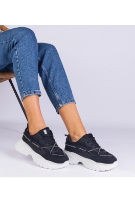 Juodi Sneakers Stiliaus Moteriški papuošti cyrkoniowym sznurkiem Masala
