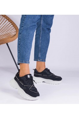 Juodi Sneakers Stiliaus Moteriški papuošti cyrkoniowym sznurkiem Masala