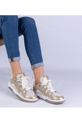 Smėlio Spalvos Sneakers Stiliaus Moteriški Su dekoracyjnym sznurowaniem Grejs