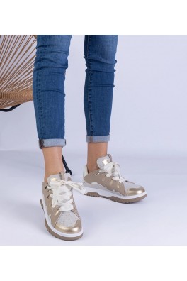 Smėlio Spalvos Sneakers Stiliaus Moteriški Su dekoracyjnym sznurowaniem Grejs