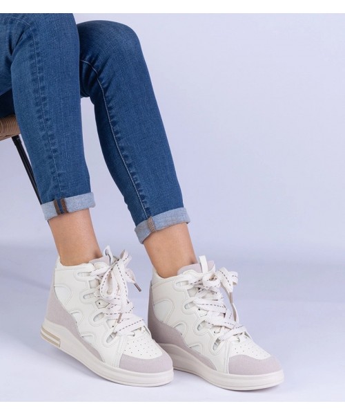 Balti Sneakers Stiliaus Moteriški Su grubymi Raišteliais Gralina Balti Sneakers Stiliaus Moteriški Su grubymi Raišteliais Gralina