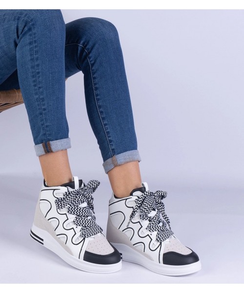 Balti Sneakers Stiliaus Moteriški Su grubymi Raišteliais Gralina Balti Sneakers Stiliaus Moteriški Su grubymi Raišteliais Gralina