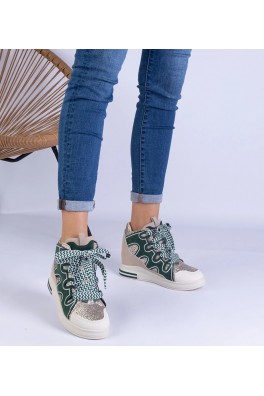 Žalios Spalvos Sneakers Stiliaus Su grubymi Raišteliais i Blizgučiais Gralina