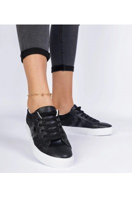 Juodi Sneakers Stiliaus Su zwierzęcym Motyvais papuošti Blizgučiais Walorin