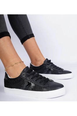Juodi Sneakers Stiliaus Su zwierzęcym Motyvais papuošti Blizgučiais Walorin