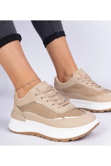 Rudos Spalvos Moteriški Sneakers Stiliaus Su Kūbiniais Cirkoniais Fucco