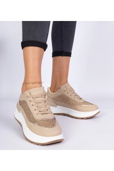 Rudos Spalvos Moteriški Sneakers Stiliaus Su Kūbiniais Cirkoniais Fucco