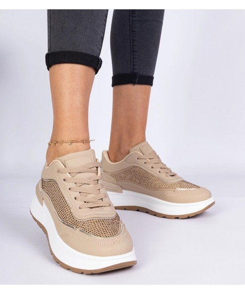 Rudos Spalvos Moteriški Sneakers Stiliaus Su Kūbiniais Cirkoniais Fucco