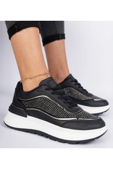 Juodi Moteriški Sneakers Stiliaus Su Kūbiniais Cirkoniais Fucco