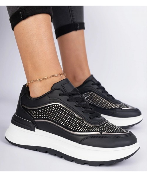 Juodi Moteriški Sneakers Stiliaus Su Kūbiniais Cirkoniais Fucco