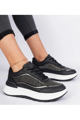 Juodi Moteriški Sneakers Stiliaus Su Kūbiniais Cirkoniais Fucco