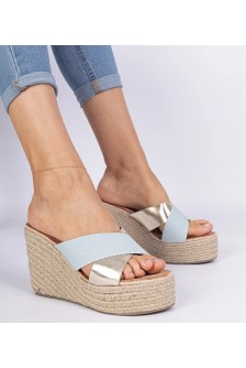 Jeansowe Šlepetės espadryle su Pleištiniais kulniukais Lerada