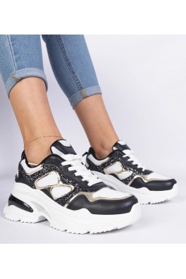 Juodi Sneakers Stiliaus Moteriški papuošti Blizgučiais Sandoria