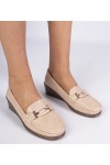 Moteriški smėlio spalvos mokasinai su eko odos kulniukais Kappi