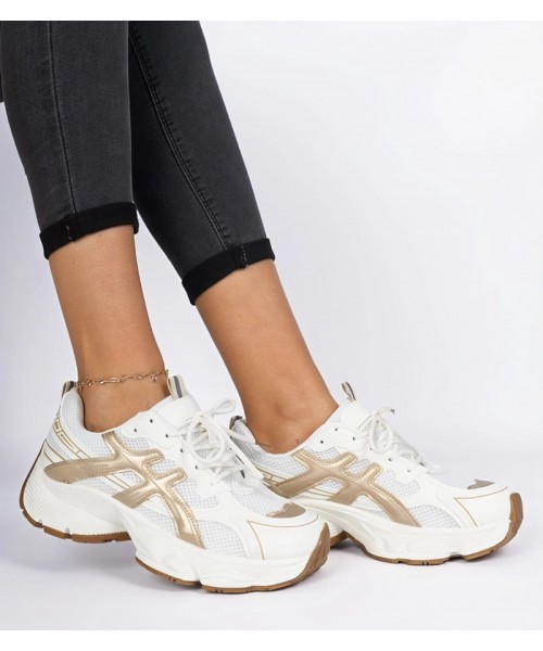 Smėlio Spalvos Sneakers Stiliaus Moteriški Ant Masyvaus Pado Enos