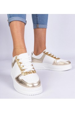 Auksinės Spalvos Sneakers Stiliaus Moteriški Ant Grubaus Pado Dolla