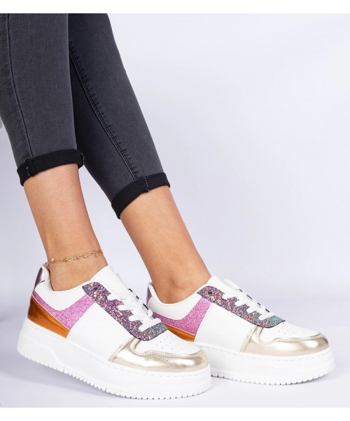 Įvairiaspalviai moteriški sportbačiai ant grubaus Dolla pado