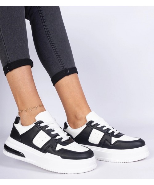 Juodi-Balti Sneakers Stiliaus Moteriški Ant Grubaus Pado Rossio