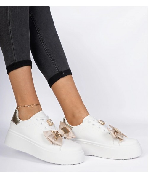 Balti-Auksiniai Sneakers Stiliaus Moteriški Milonel Balti-Auksiniai Sneakers Stiliaus Moteriški Milonel