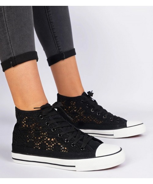 Juodi Lesli moteriški ažūriniai sportbačiai