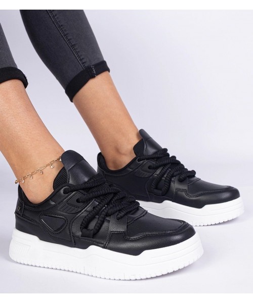 Juodi Sneakers Stiliaus Moteriški Su grubymi Raišteliais Kayota